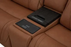Mor Furniture Max 6 Piece 2 Power Sectional In Aline Timber Leather