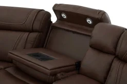 Mor Furniture Max 6 Piece 2 Power Sectional In Aline Timber Leather
