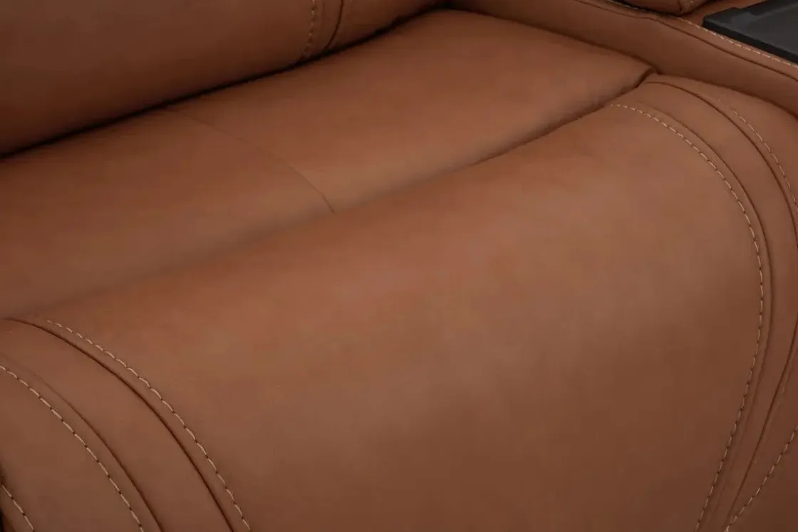 Mor Furniture Max 6 Piece 2 Power Sectional In Aline Timber Leather