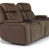 Mor Furniture Max 2 Power Console Loveseat In Aline Timber Leather