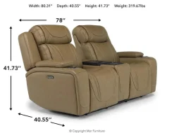 Mor Furniture Max 2 Power Console Loveseat In Aline Timber Leather