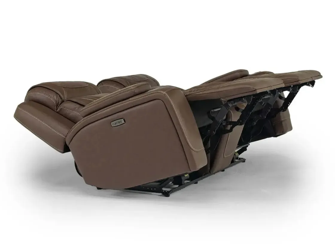 Mor Furniture Max 2 Power Console Loveseat In Aline Timber Leather