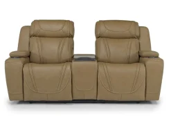 Mor Furniture Max 2 Power Console Loveseat In Aline Timber Leather
