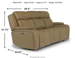 Mor Furniture Max 2 Power Sofa In Aline Butternut Leather