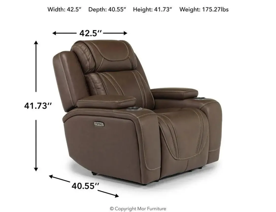 Mor Furniture Max Power Recliner In Aline Butternut Leather