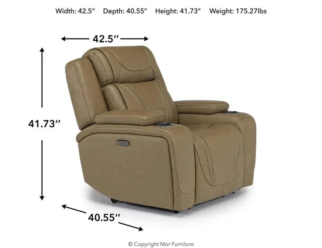 Mor Furniture Max Power Recliner In Aline Butternut Leather