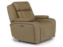 Mor Furniture Max Power Recliner In Aline Butternut Leather