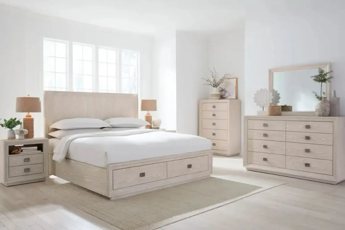Mor Furniture Maxime Storage Bed, Dresser, Mirror & Nightstand In Sugar, Full