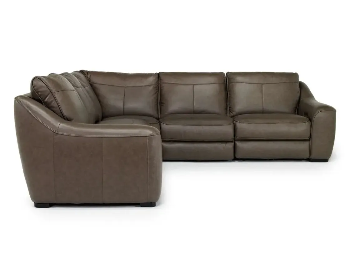 Mor Furniture Mayflower 5 Piece 2 Power Sectional In Seville Umber Leather