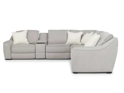 Mor Furniture Mayflower 6 Piece 2 Power Sectional W/ 2 Power Armless Recliner & Audio Console In