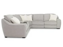 Mor Furniture Mayflower 6 Piece 2 Power Sectional W/ 2 Power Armless Recliner & Audio Console In