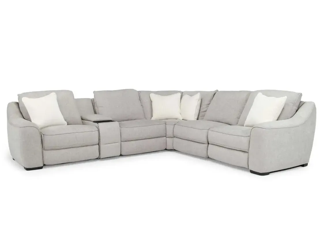 Mor Furniture Mayflower 6 Piece 2 Power Sectional W/ Audio Console In