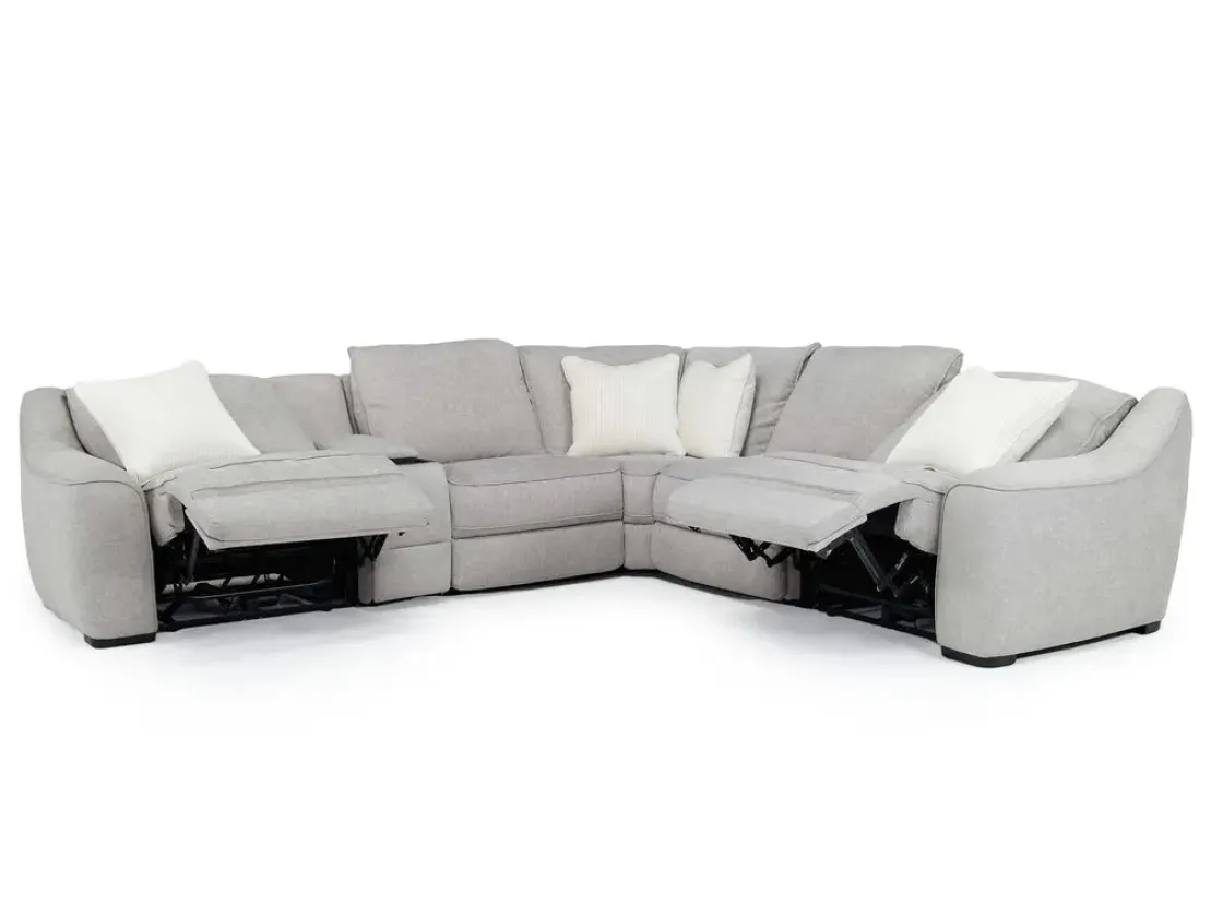 Mor Furniture Mayflower 6 Piece 2 Power Sectional W/ Audio Console In
