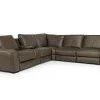 Mor Furniture Mayflower 6 Piece 2 Power Sectional W/ 2 Power Armless Recliner & Audio Console In Seville Umber Leather