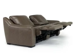 Mor Furniture Mayflower 2 Power Audio Console Loveseat In Seville Umber Leather