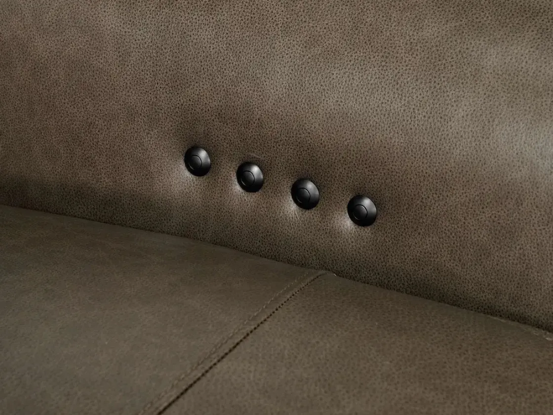 Mor Furniture Mayflower 2 Power Audio Console Loveseat In Seville Umber Leather
