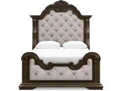 Mor Furniture Maylee Upholstered Panel Bed In Dark Brown, Queen