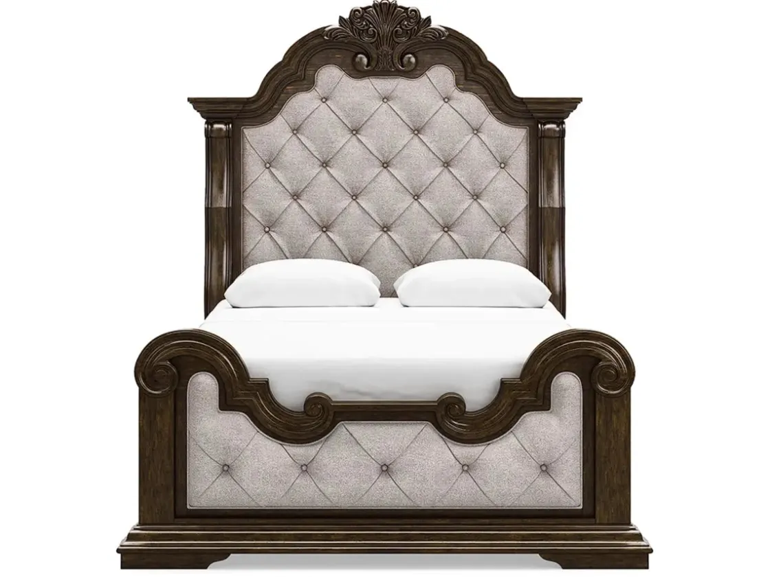 Mor Furniture Maylee Upholstered Panel Bed In Dark Brown, Queen
