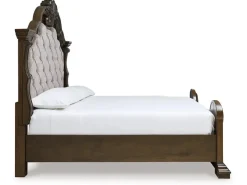 Mor Furniture Maylee Upholstered Panel Bed In Dark Brown, Queen