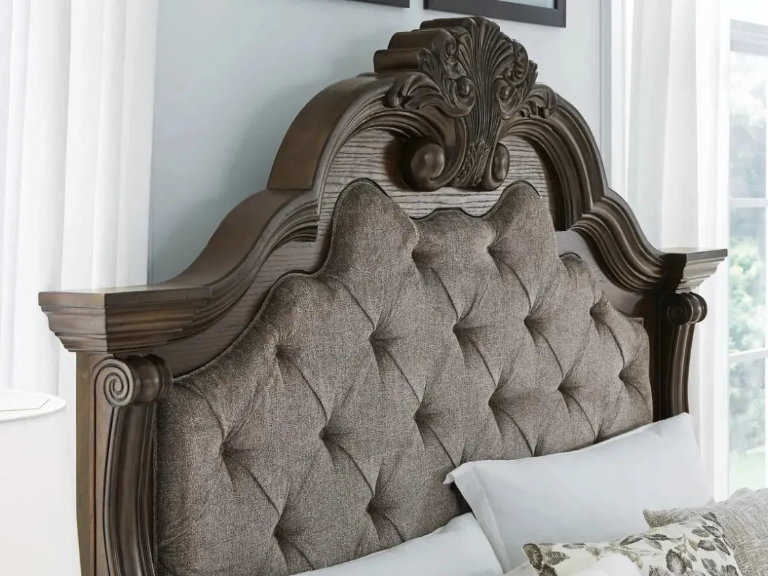 Mor Furniture Maylee Upholstered Panel Bed In Dark Brown, Queen