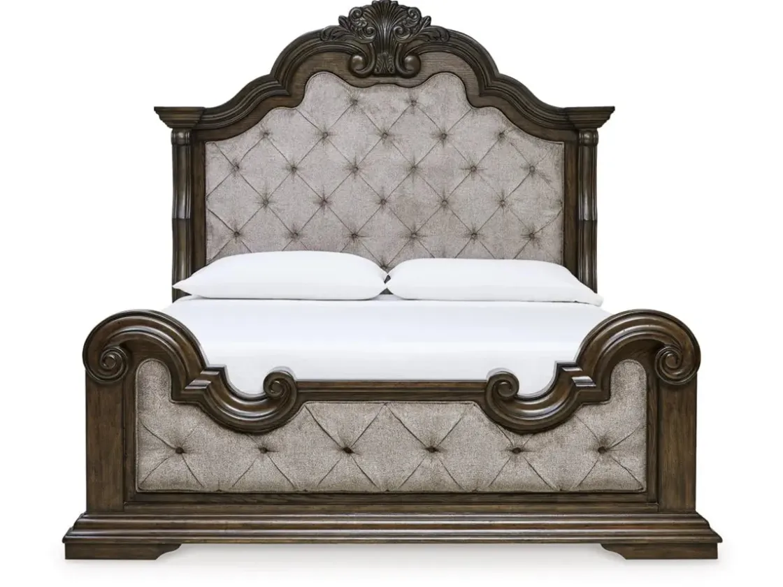 Mor Furniture Maylee Upholstered Panel Bed In Dark Brown, Queen