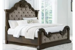 Mor Furniture Maylee Upholstered Panel Bed In Dark Brown, Queen