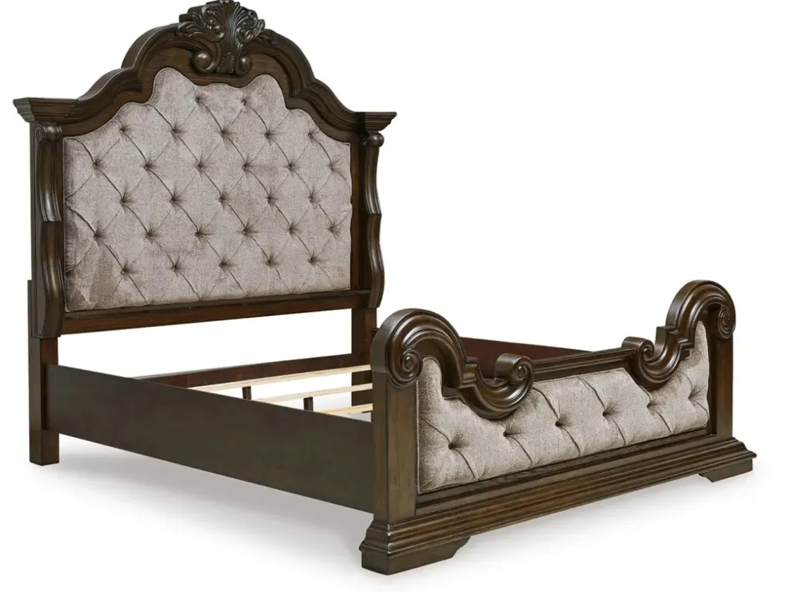 Mor Furniture Maylee Upholstered Panel Bed In Dark Brown, Queen