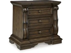 Mor Furniture Maylee Upholstered Panel Bed, Dresser, Mirror & Nightstand In Dark Brown, Queen