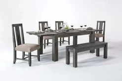 Mor Furniture Meadow Extendable Dining Table, 4 Chairs & Bench In Brown