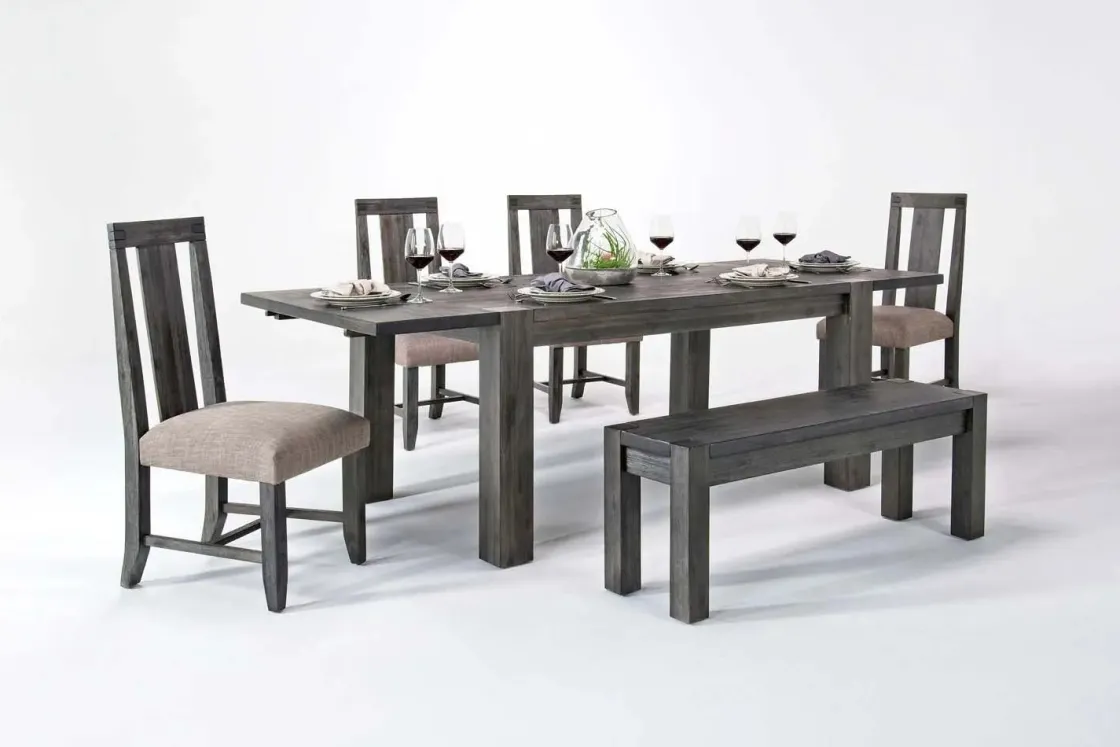 Mor Furniture Meadow Extendable Dining Table, 4 Chairs & Bench In Brown
