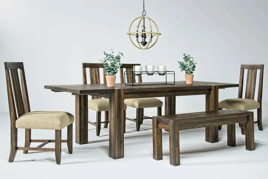 Mor Furniture Meadow Extendable Dining Table, 4 Chairs & Bench In Brown