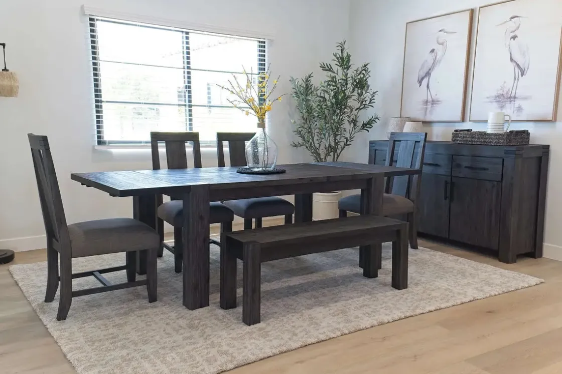 Mor Furniture Meadow Extendable Dining Table, 4 Chairs & Bench In Brown