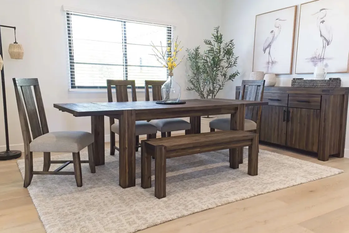 Mor Furniture Meadow Extendable Dining Table, 4 Chairs & Bench In Brown