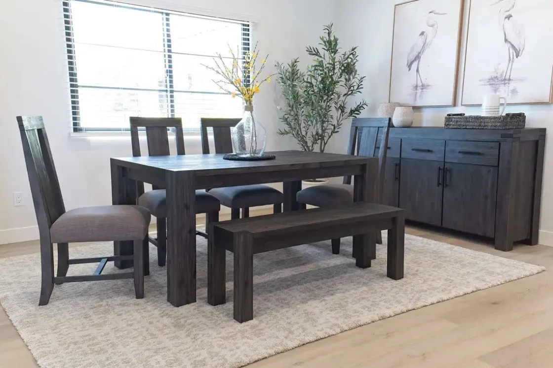 Mor Furniture Meadow Extendable Dining Table, 4 Chairs & Bench In Brown
