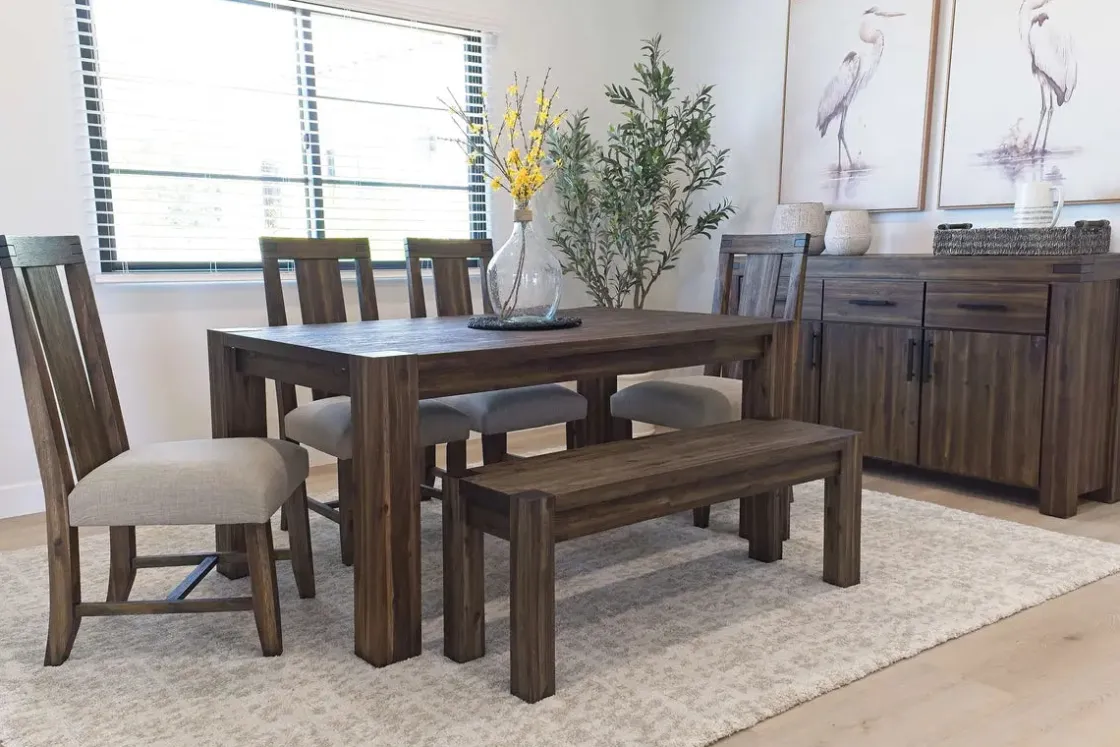 Mor Furniture Meadow Extendable Dining Table, 4 Chairs & Bench In Brown