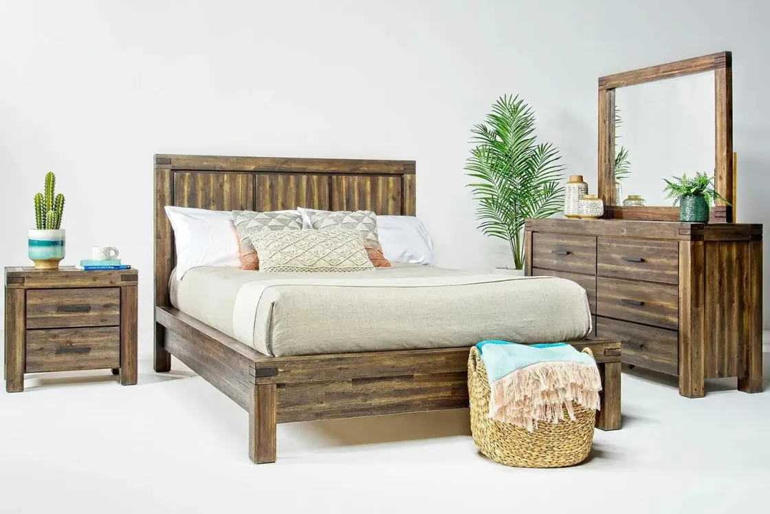 Mor Furniture Meadow Panel Storage Bed, Dresser, Mirror & Nightstand In Gray, Full