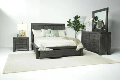 Mor Furniture Meadow Panel Storage Bed, Dresser, Mirror & Nightstand In Gray, Full