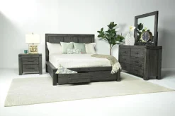 Mor Furniture Meadow Panel Storage Bed, Dresser, Mirror & Nightstand In Gray, Full