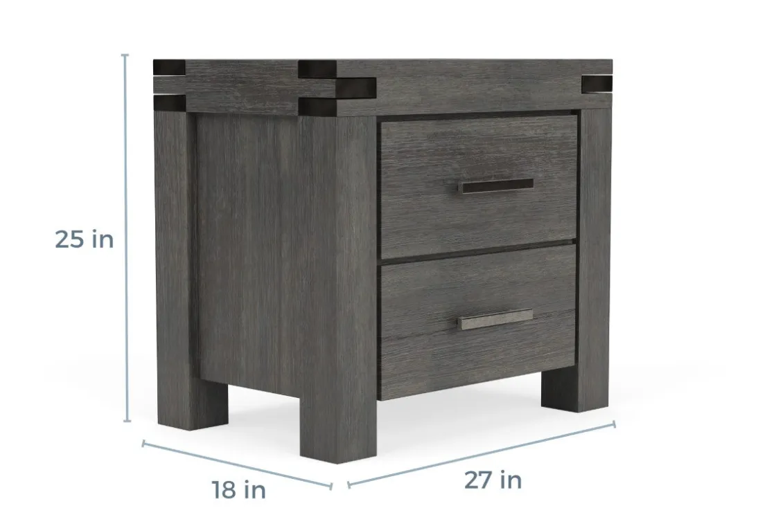 Mor Furniture Meadow Panel Storage Bed, Dresser, Mirror & Nightstand In Gray, Full