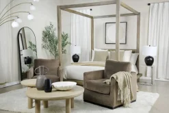 Mor Furniture Melbourne Canopy Bed In Mineral, Queen