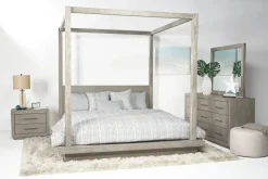 Mor Furniture Melbourne Canopy Bed In Mineral, Queen