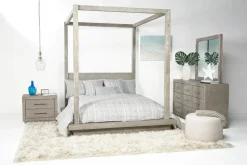 Mor Furniture Melbourne Canopy Bed In Mineral, Queen