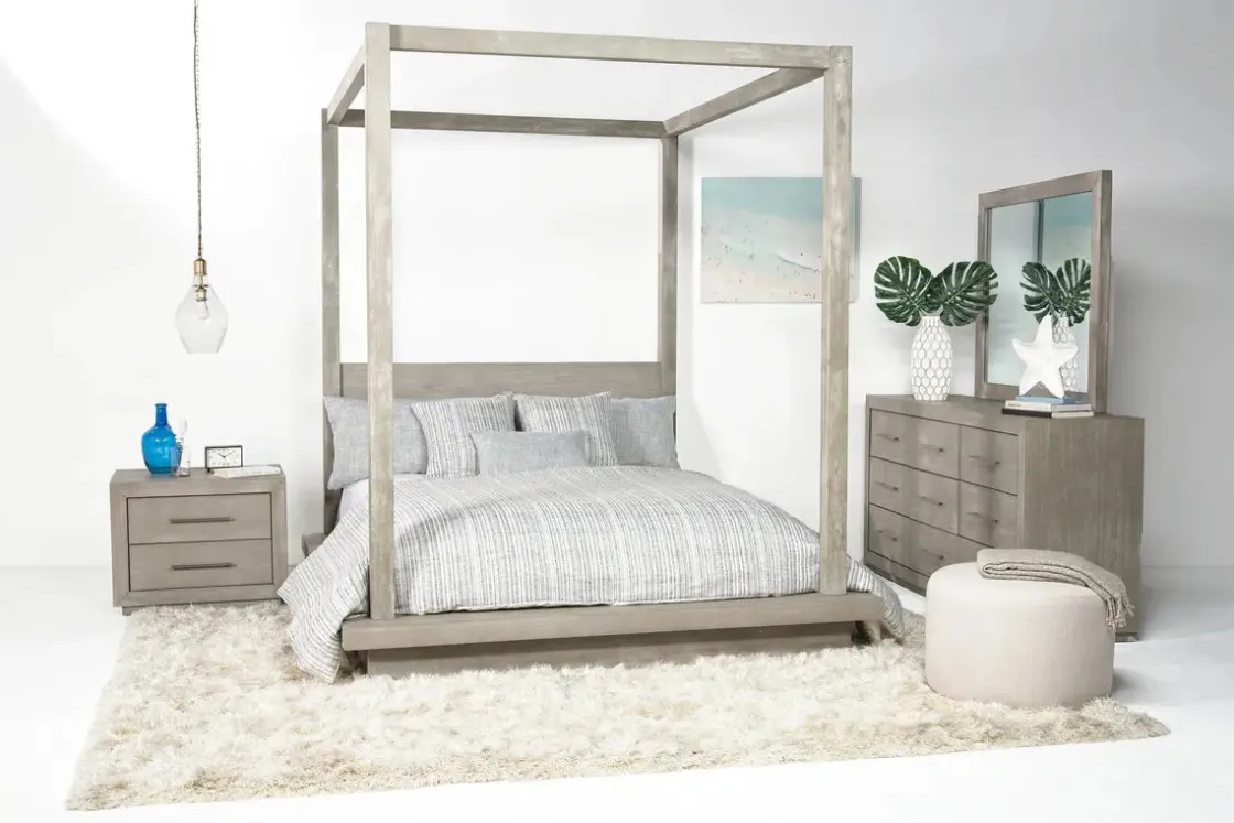 Mor Furniture Melbourne Canopy Bed In Mineral, Queen