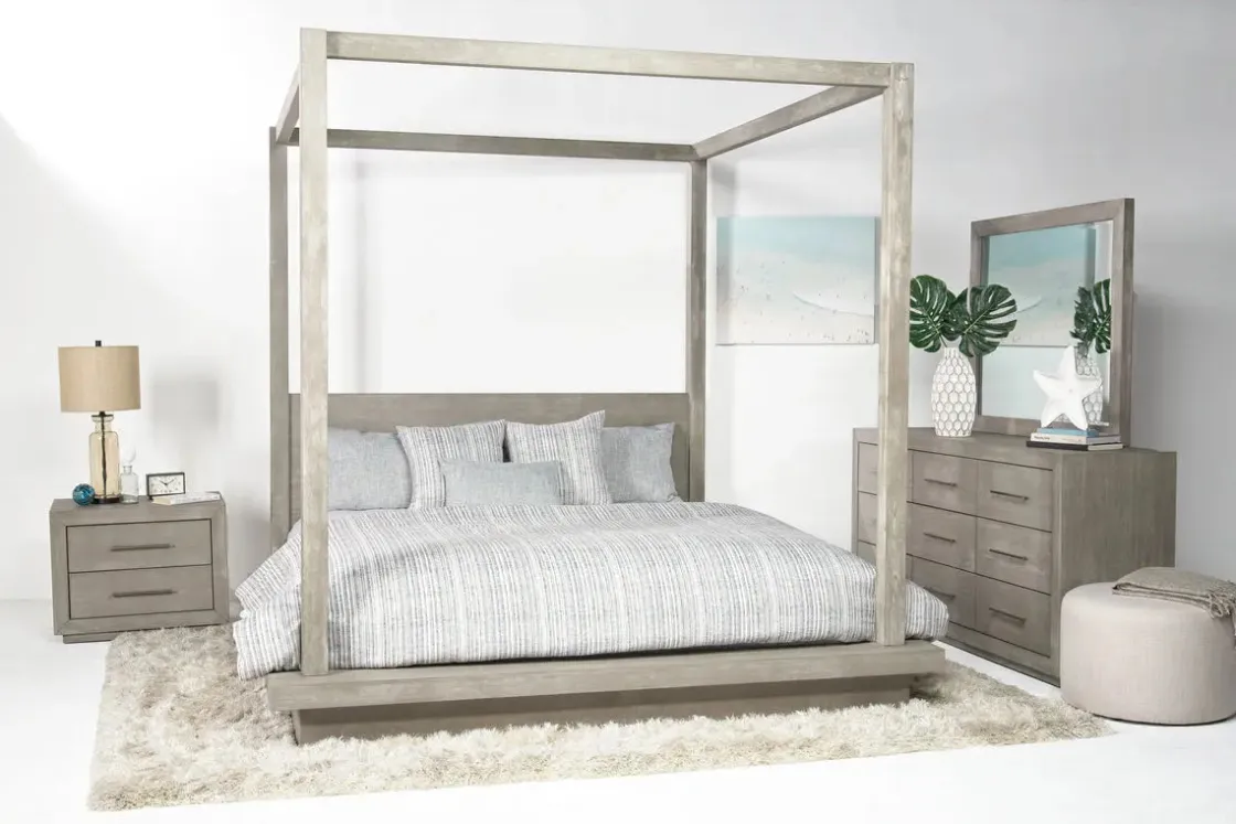 Mor Furniture Melbourne Canopy Bed In Mineral, Queen