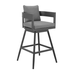 Mor Furniture Menorca Outdoor Swivel Barstool In Dark Gray