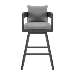 Mor Furniture Menorca Outdoor Swivel Barstool In Dark Gray