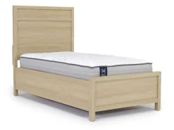 Mor Furniture Merrifield Panel Bed, Dresser, Mirror & Nightstand In Pecan Sandy, Twin