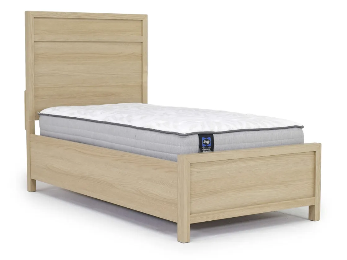 Mor Furniture Merrifield Panel Bed, Dresser, Mirror & Nightstand In Pecan Sandy, Twin