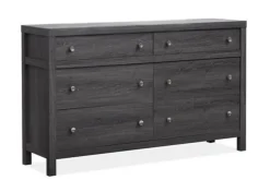 Mor Furniture Merrifield Panel Bed, Dresser, Mirror & Nightstand In Pecan Sandy, Twin