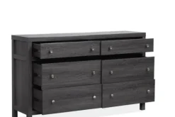 Mor Furniture Merrifield Panel Bed, Dresser, Mirror & Nightstand In Pecan Sandy, Twin